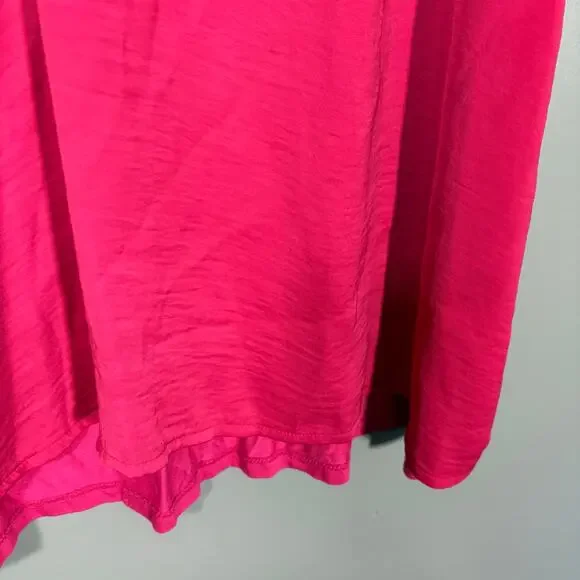 Lane Bryant Bright Pink Mixed Media Minimalist Top - 22/24 - Women's Plus Size - Picture 4 of 6